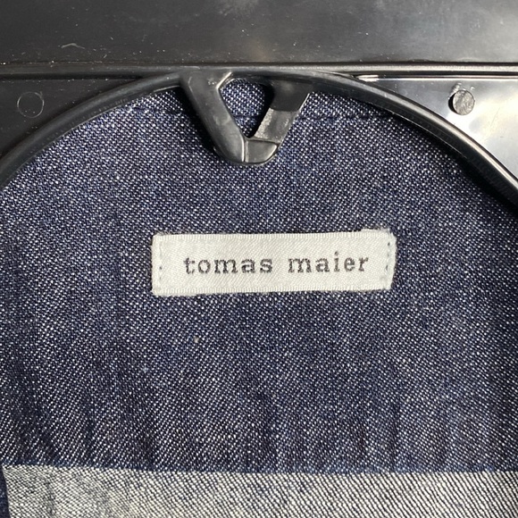 Tomas Maier Denim Snap Shirt Dress with‎ Patch Pockets - Picture 2 of 6